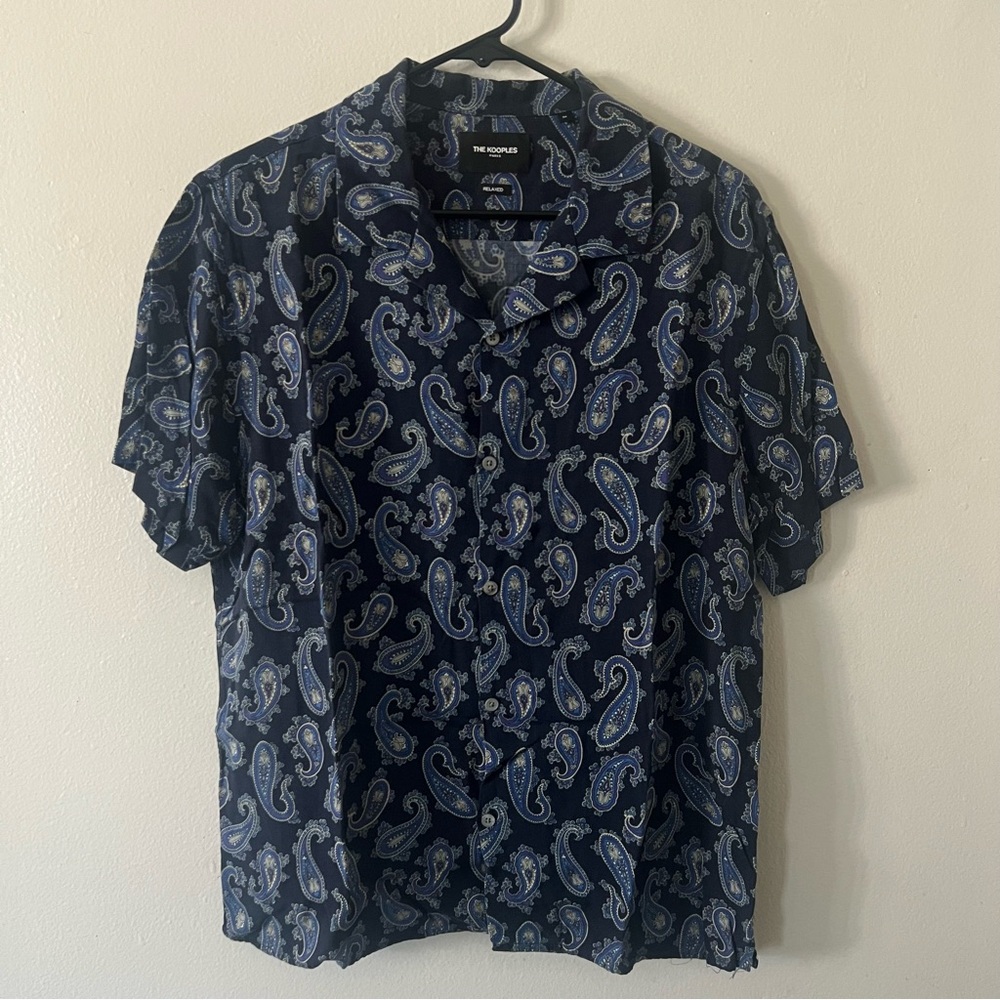 The Kooples Blue and White Casual Button Down Shirt